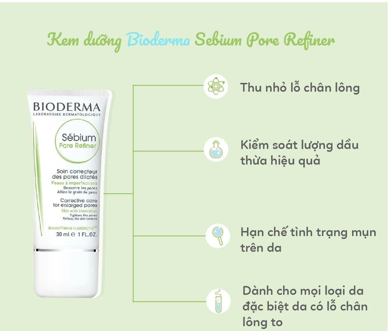 Kem Dưỡng Bioderma Pore Refiner Kiềm Dầu Che Khít Lỗ Chân Lông 30ml