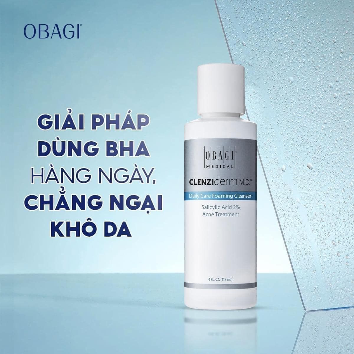 Sữa Rửa Mặt Hỗ Trợ Trị Mụn Obagi Clezidern Foaming Cleanser USA 118ml