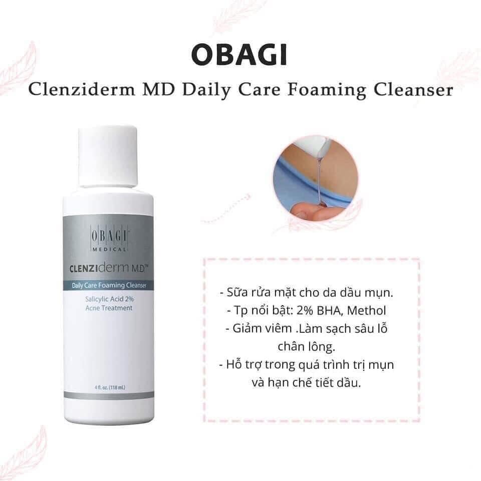 Sữa Rửa Mặt Hỗ Trợ Trị Mụn Obagi Clezidern Foaming Cleanser USA 118ml